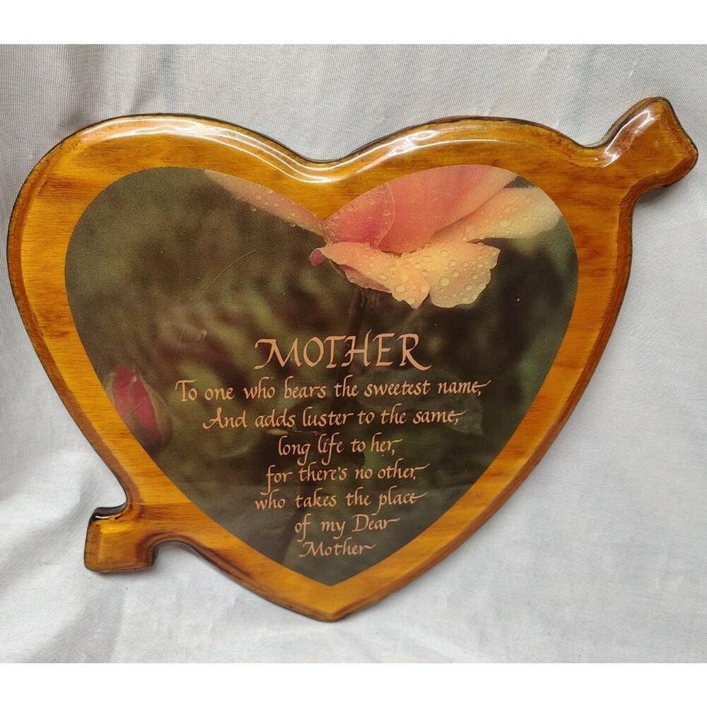Vintage Mother Poem Epoxy Resin Mounted On Decorative Wooden lacquered Plaque